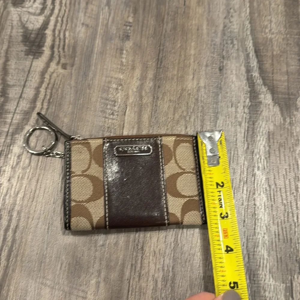 Coach Signature Logo Keychain Wallet in Brown_7